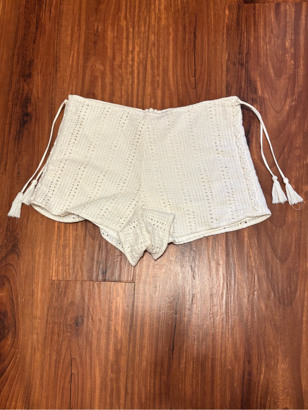 Zara Trafaluc White Eyelet Mini Shorts